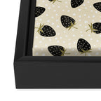 Sweet Strawberries - black, moss, cream, and white Framed Canvas Print Gallery Image 3