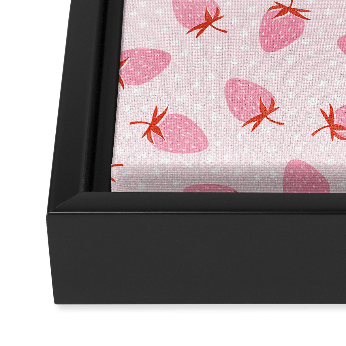 Sweet Strawberries - pink and red with hearts Framed Canvas Print Gallery Image 3