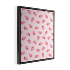 Sweet Strawberries - pink and red with hearts Framed Canvas Print Gallery Image 2