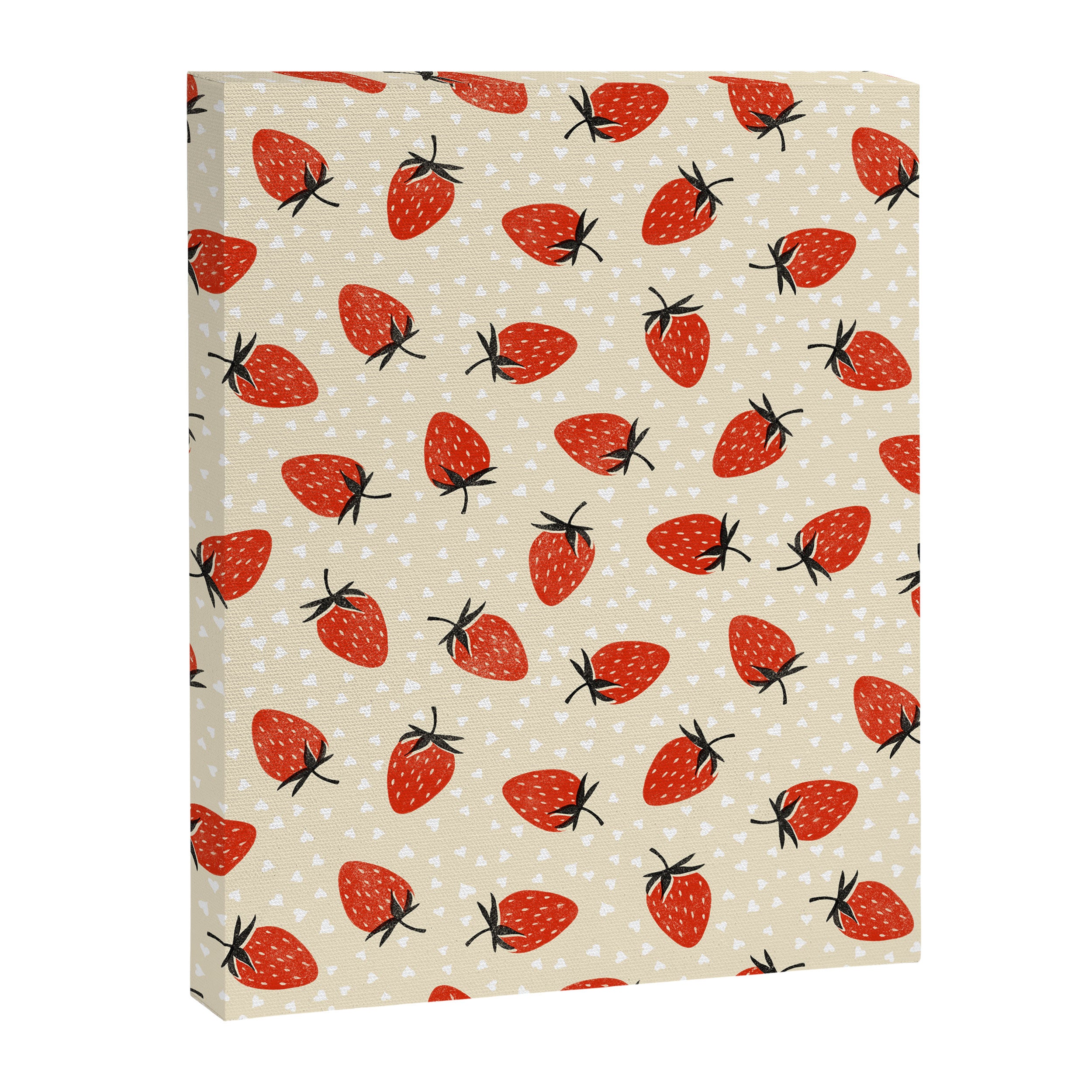 Sweet Strawberries - Red, Black, Cream, and White Canvas Print Gallery Image 8