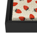 Sweet Strawberries - Red, Black, Cream, and White Framed Canvas Print Gallery Image 3