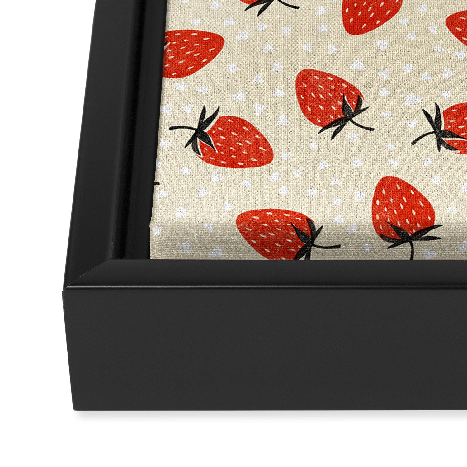 Sweet Strawberries - Red, Black, Cream, and White Framed Canvas Print Gallery Image 3