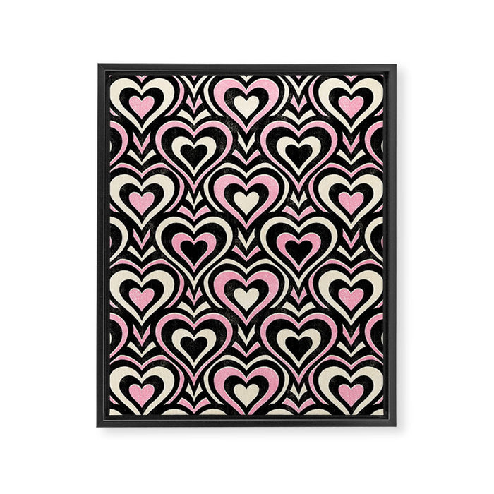 Sweethearts - black, pink, and cream  Framed Canvas Print Gallery Image 1