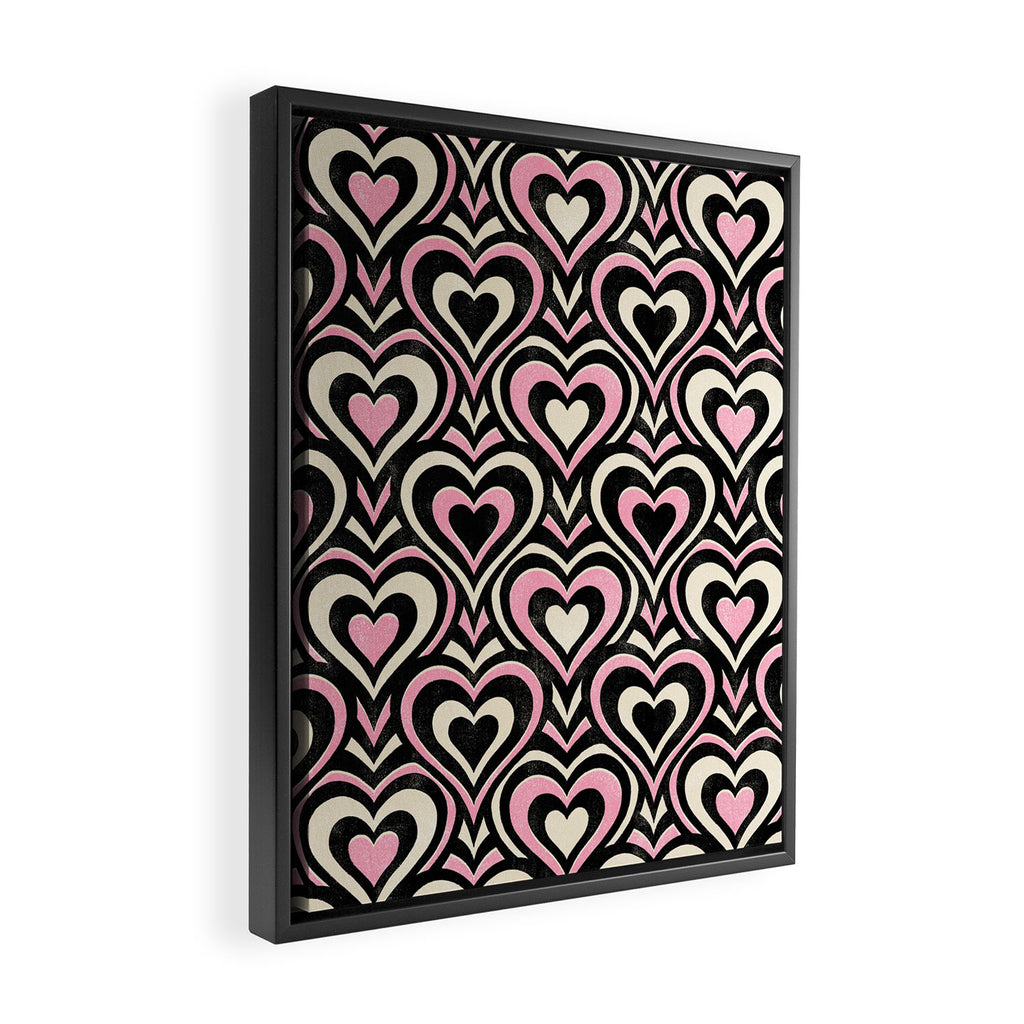 Sweethearts - black, pink, and cream  Framed Canvas Print Gallery Image 2