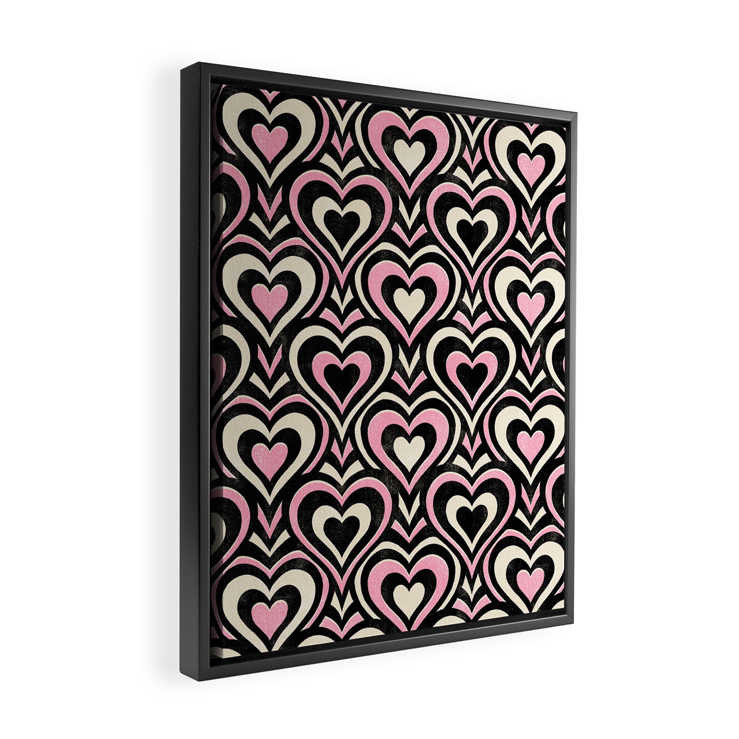 Sweethearts - black, pink, and cream  Framed Canvas Print Gallery Image 2