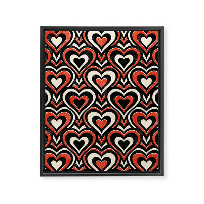 Sweethearts - red, black, and cream Framed Canvas Print Gallery Image 1