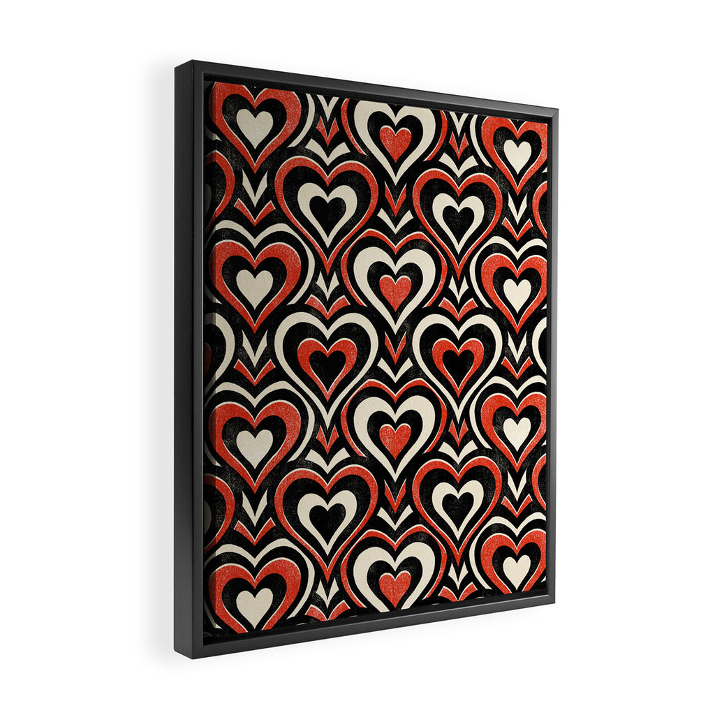 Sweethearts - red, black, and cream Framed Canvas Print Gallery Image 2