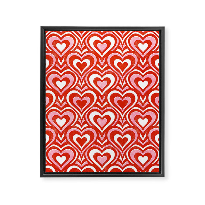 Sweethearts - red, pink, and white  Framed Canvas Print Gallery Image 1
