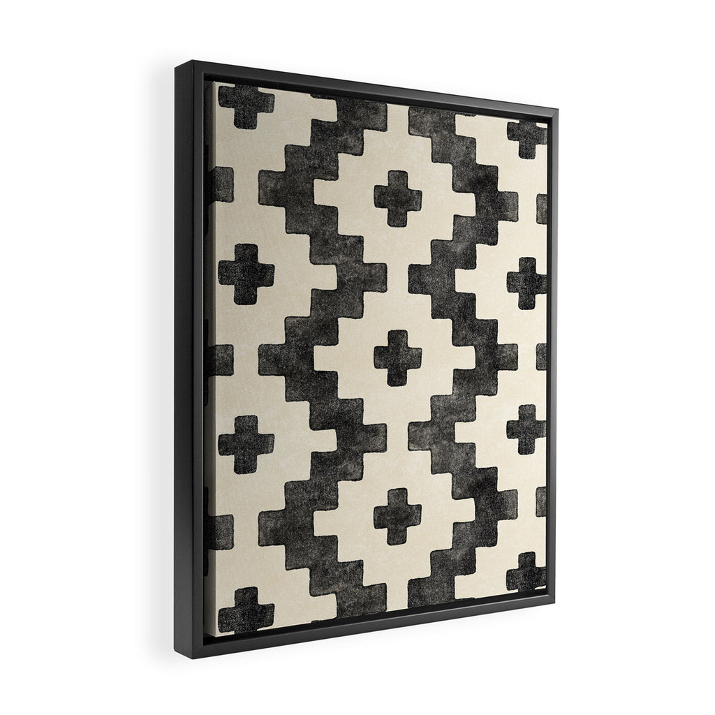Taos - black and alabaster Framed Canvas Print Gallery Image 2