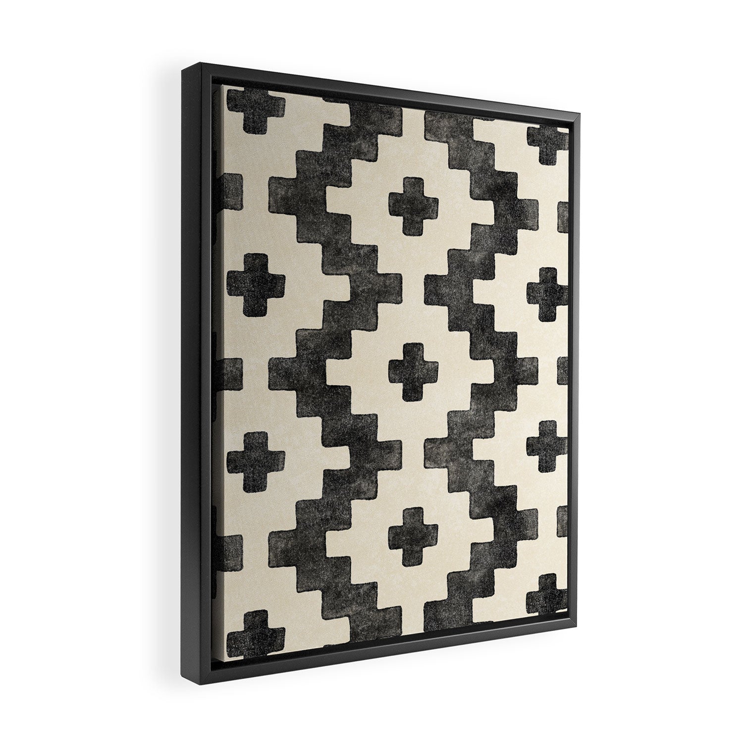 Taos - black and alabaster Framed Canvas Print Gallery Image 2