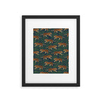 Tigers and Leafy Vines Dark Green and Blue Framed Art Print Gallery Image 6