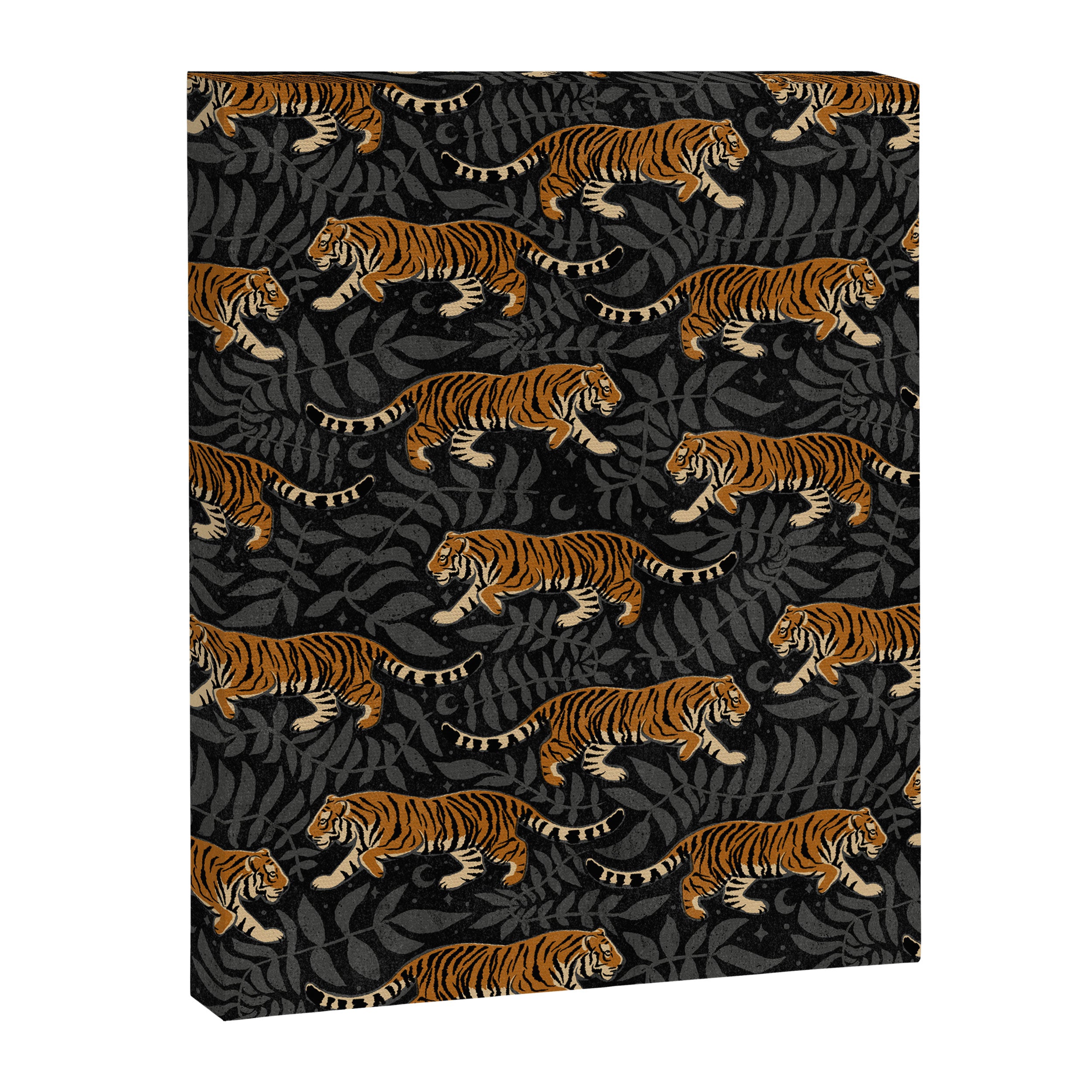 Tigers - black and charcoal  Canvas Print Gallery Image 8