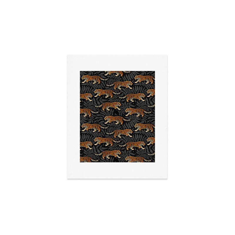 Tigers - black and charcoal  Art Print Gallery Image 1