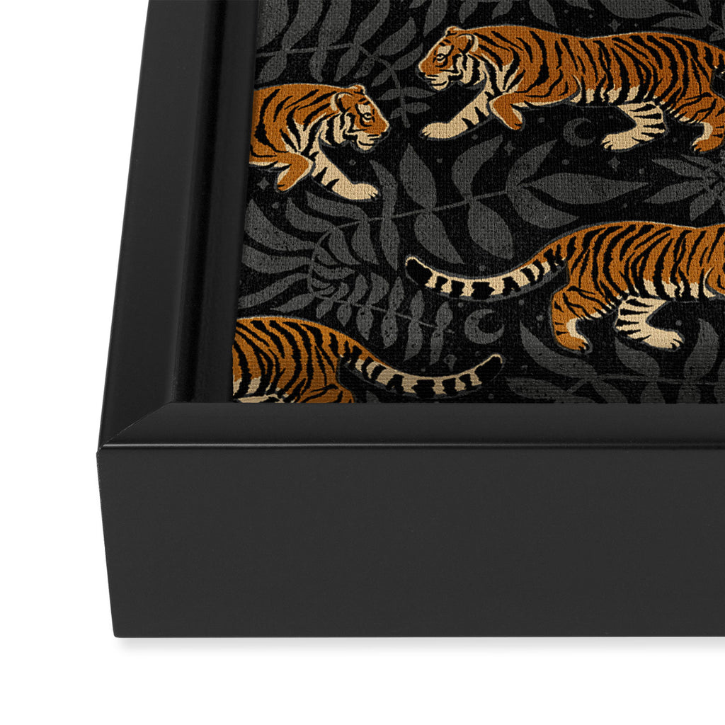 Tigers - black and charcoal  Framed Canvas Print Gallery Image 3