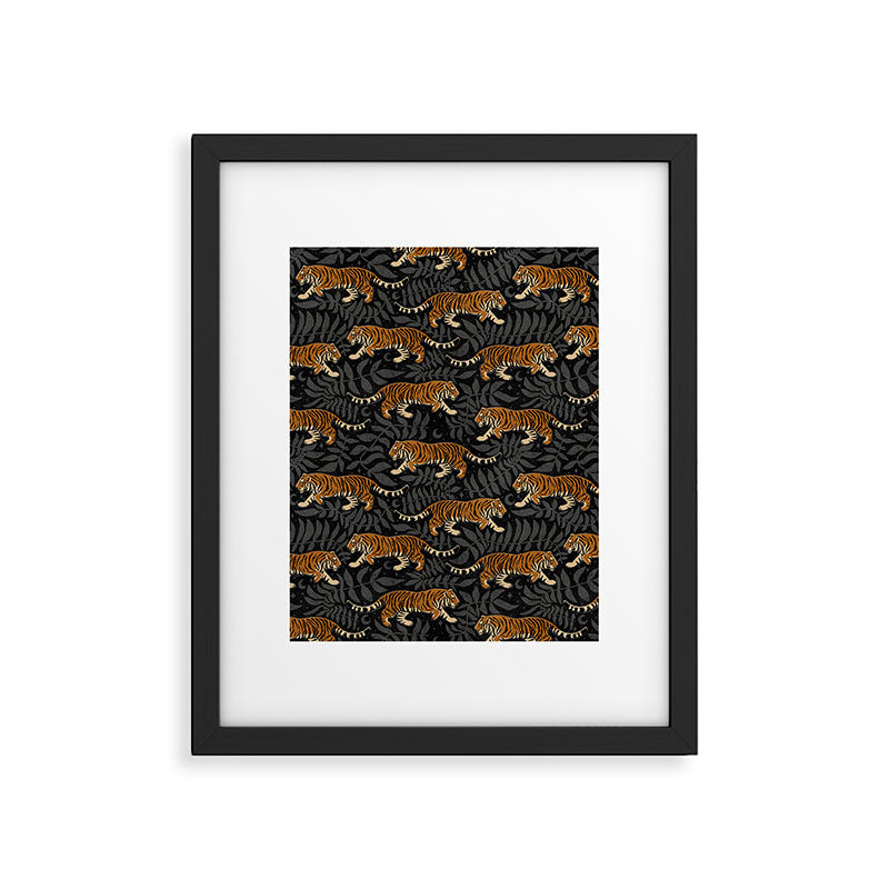 Tigers - black and charcoal  Framed Art Print Gallery Image 6