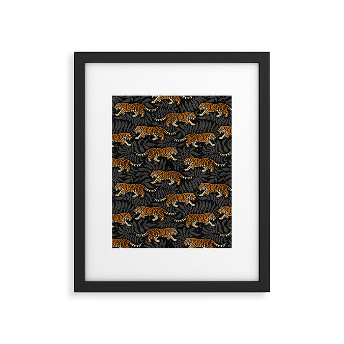Tigers - black and charcoal  Framed Art Print Gallery Image 1