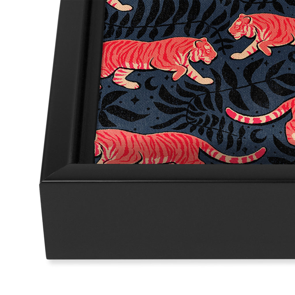 Tigers - coral and midnight  Framed Canvas Print Gallery Image 3
