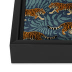 Tigers - dusky blue Framed Canvas Print Gallery Image 3