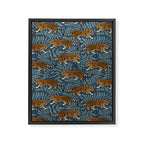 Tigers - dusky blue Framed Canvas Print Gallery Image 8