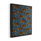 Tigers - dusky blue Framed Canvas Print Gallery Image 2