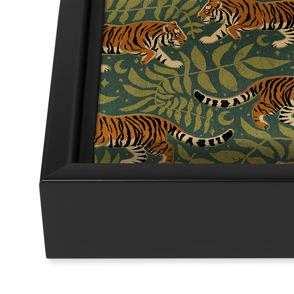 Tigers - forest and fern Framed Canvas Print Gallery Image 3