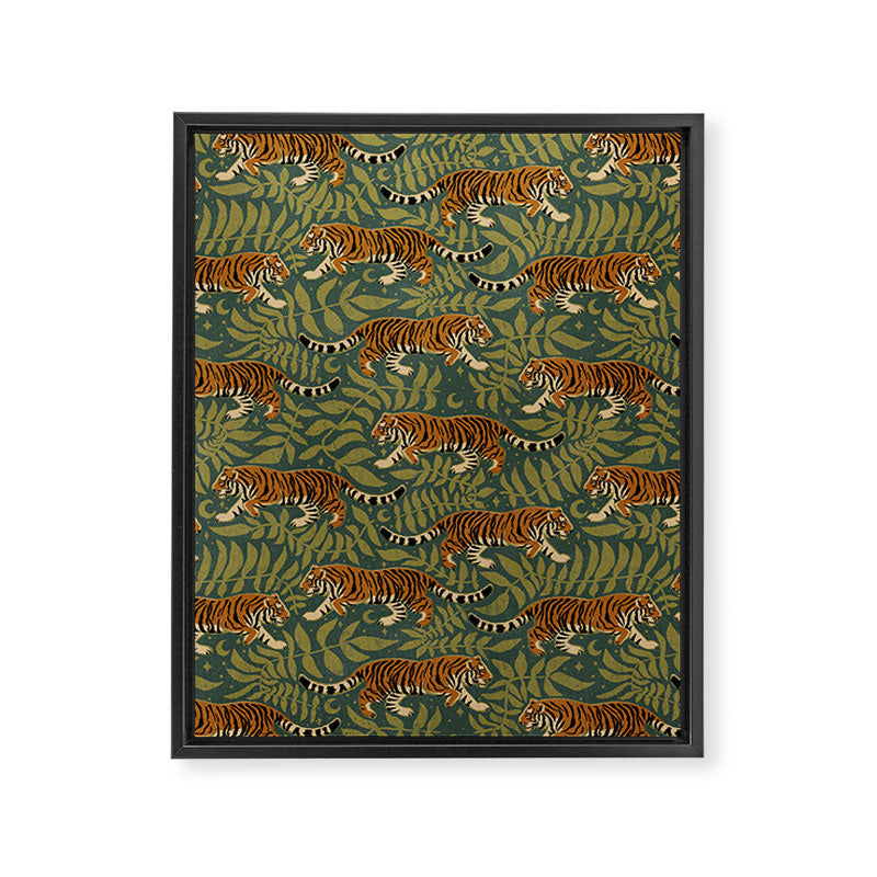 Tigers - forest and fern Framed Canvas Print Gallery Image 8