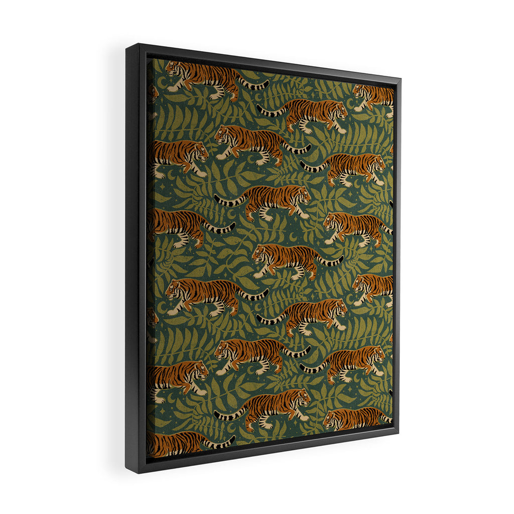 Tigers - forest and fern Framed Canvas Print Gallery Image 2