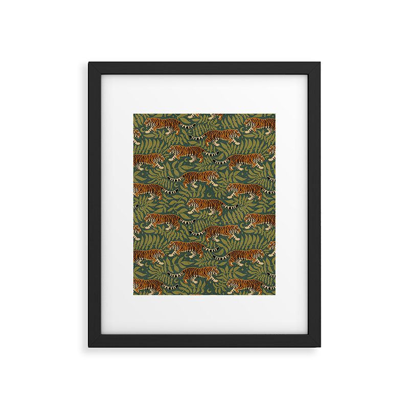 Tigers - forest and fern Framed Art Print Gallery Image 6