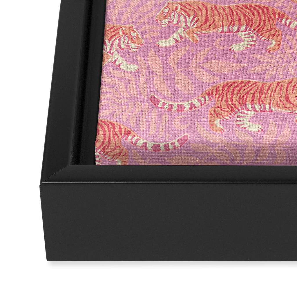 Tigers - pink pastel Framed Canvas Print Gallery Image 3