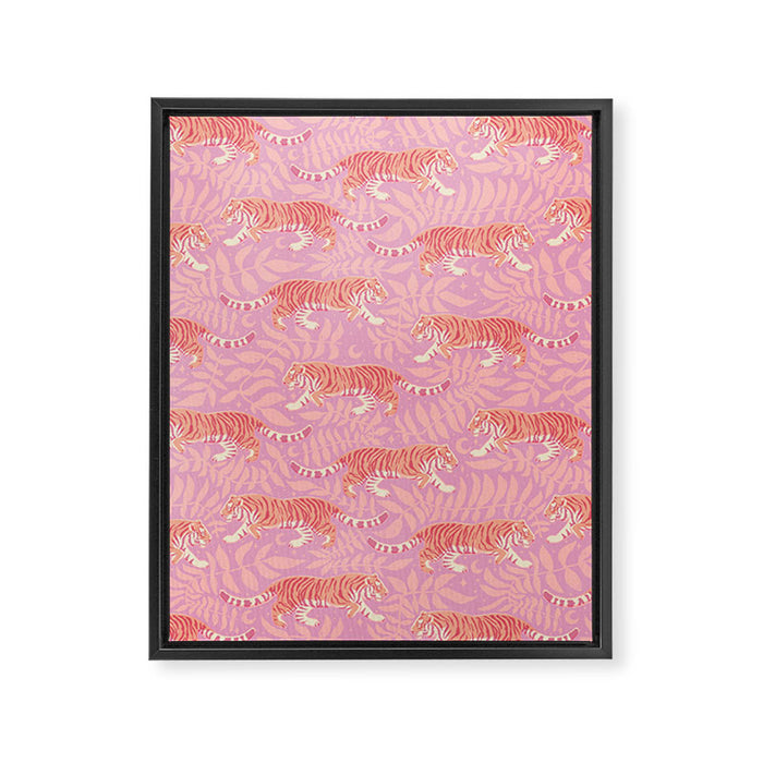 Tigers - pink pastel Framed Canvas Print Gallery Image 1