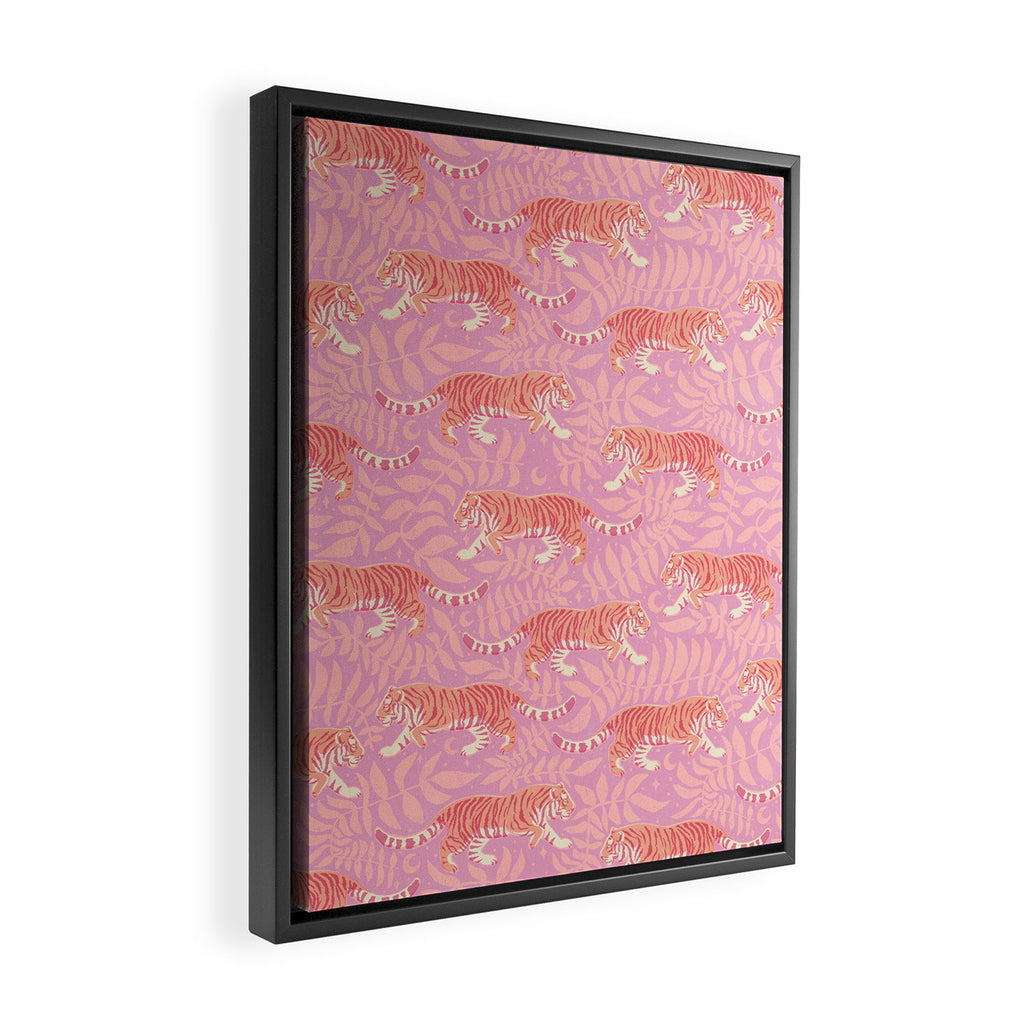 Tigers - pink pastel Framed Canvas Print Gallery Image 2