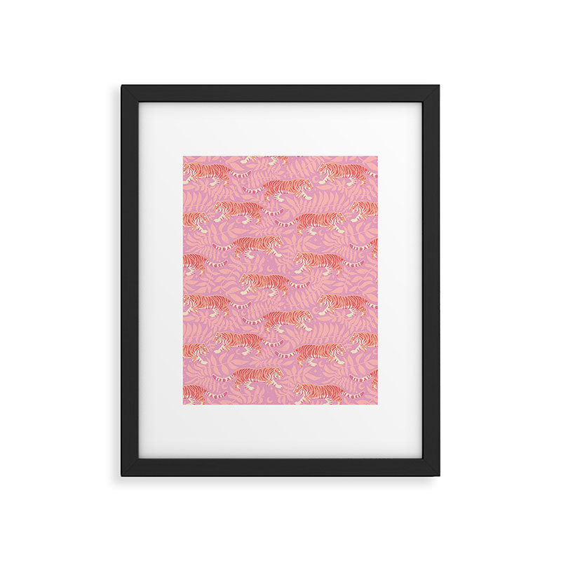 Tigers - pink pastel Framed Art Print Gallery Image 6