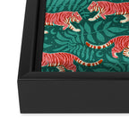Tigers - pink, red, and jungle green Framed Canvas Print Gallery Image 3