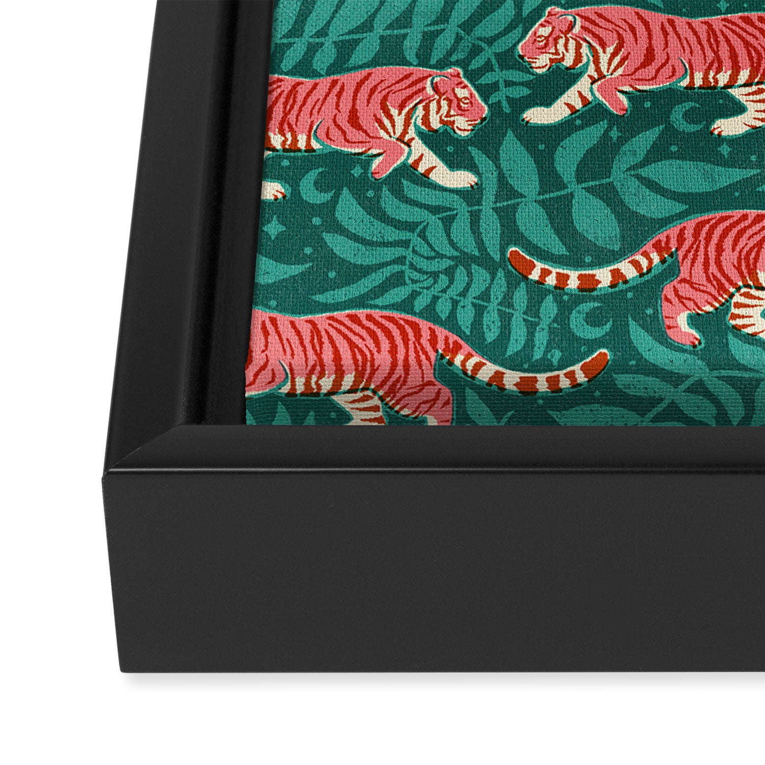 Tigers - pink, red, and jungle green Framed Canvas Print Gallery Image 3