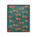 Tigers - pink, red, and jungle green Framed Canvas Print Gallery Image 8