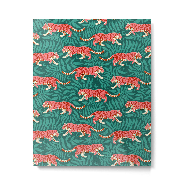 Tigers - pink, red, and jungle green Metal Print Gallery Image 1