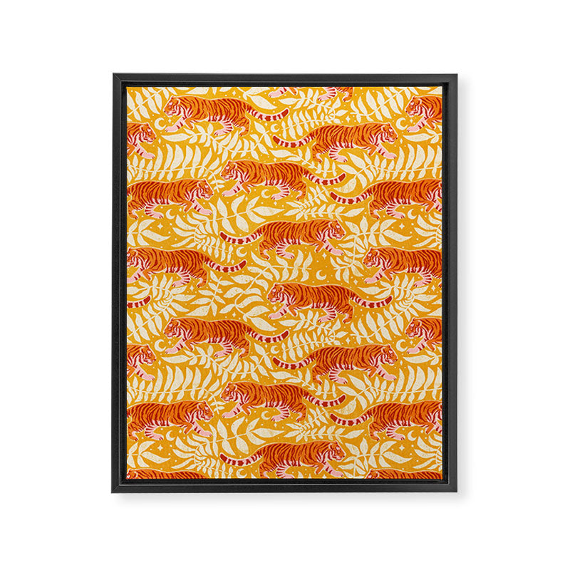 Tigers - pink, red, and saffron  Framed Canvas Print Gallery Image 8