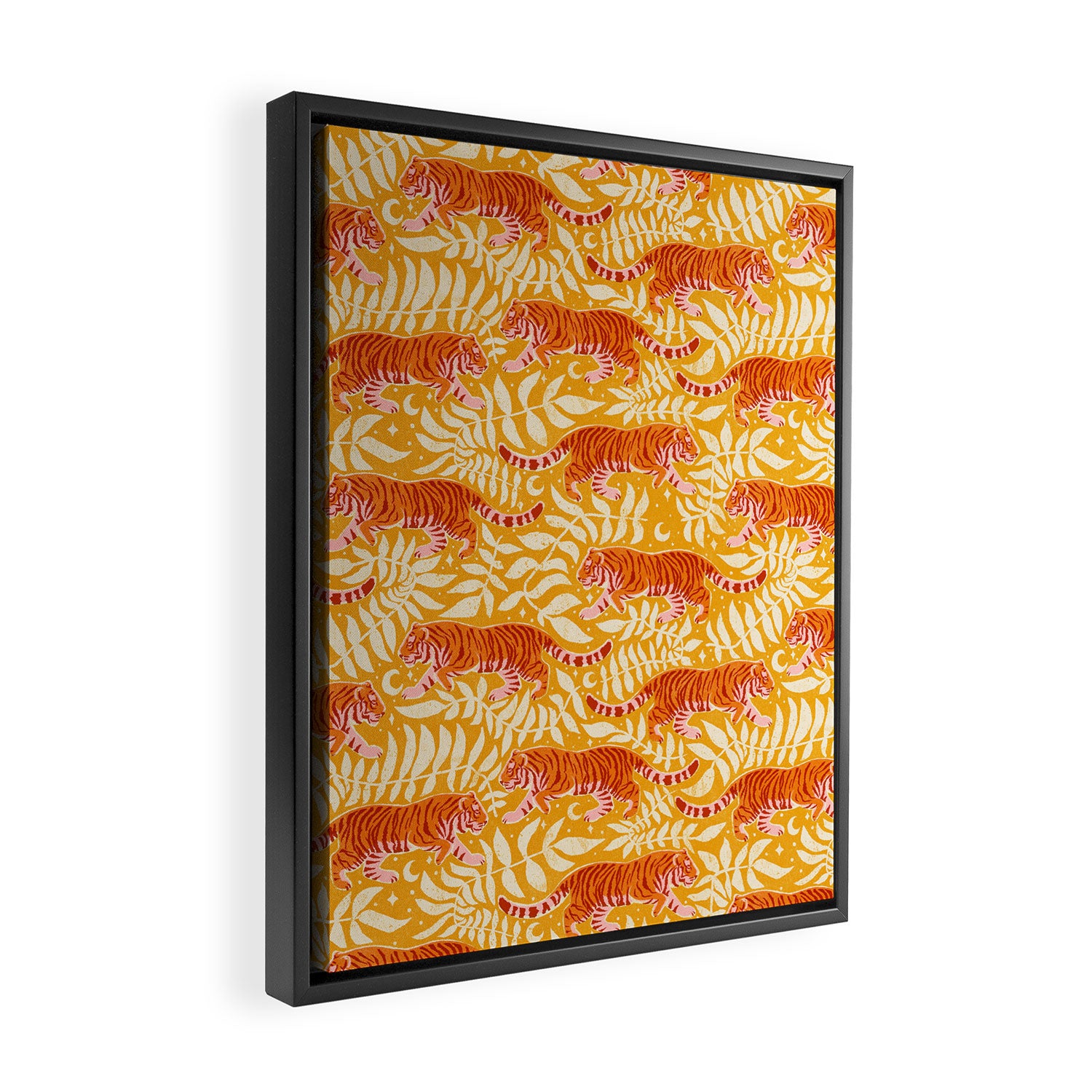Tigers - pink, red, and saffron  Framed Canvas Print Gallery Image 2