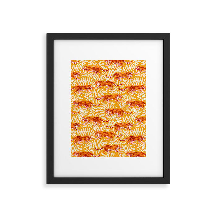 Tigers - pink, red, and saffron  Framed Art Print Gallery Image 1