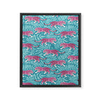 Tigers - Purple and aqua blue  Framed Canvas Print Gallery Image 8