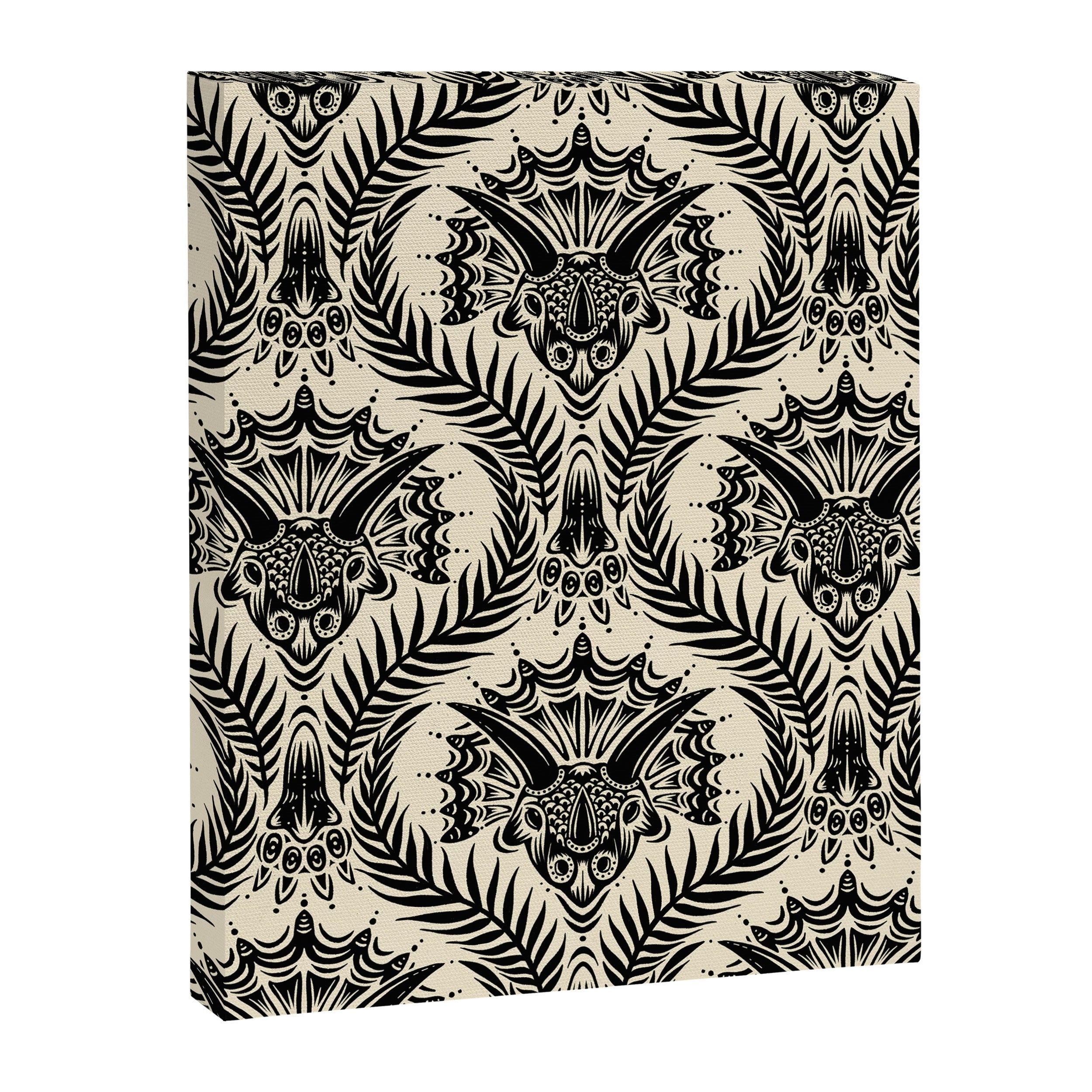 Triceratops Damask - black and cream Canvas Print Gallery Image 8