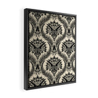 Triceratops Damask - black and cream Framed Canvas Print Gallery Image 2