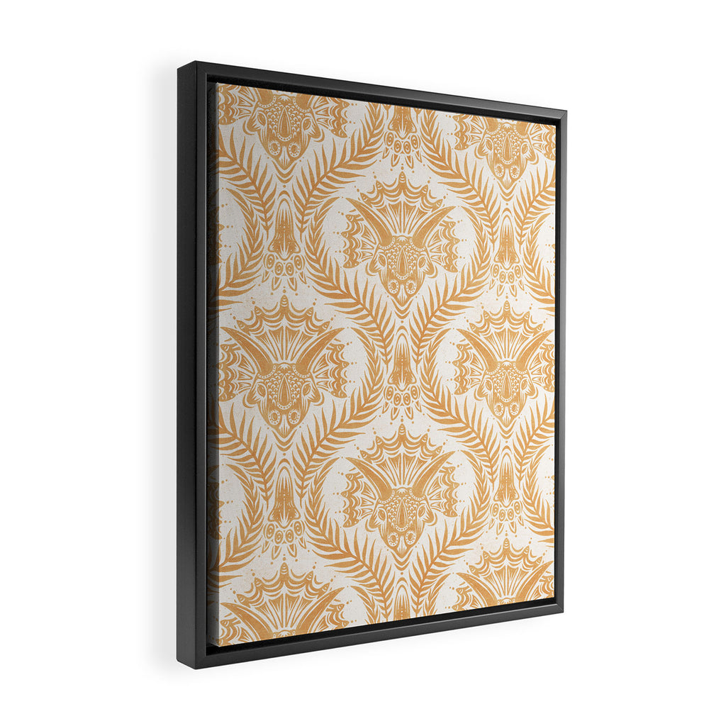 Triceratops Damask - Golden Framed Canvas Print Gallery Image 2