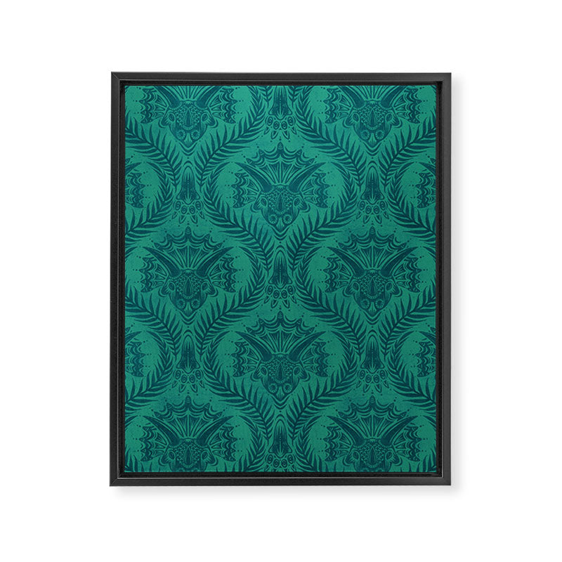 Triceratops Damask - Teal Framed Canvas Print Gallery Image 8