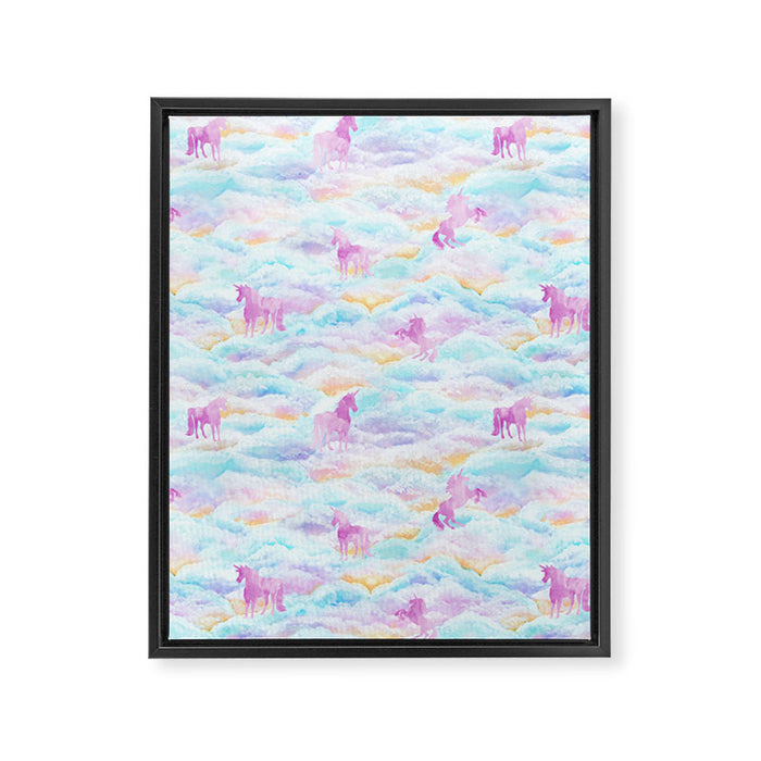 Unicorns Hiding in Clouds Framed Canvas Print Gallery Image 1