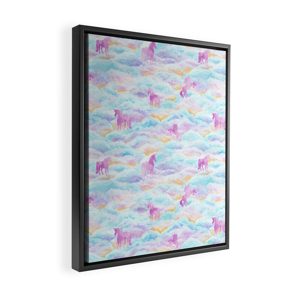 Unicorns Hiding in Clouds Framed Canvas Print Gallery Image 2