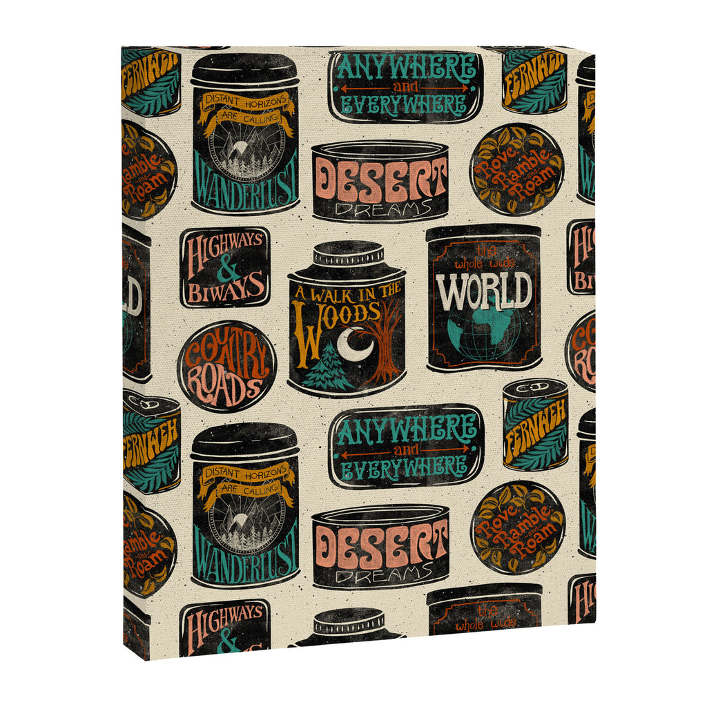 Vagabondâs Cupboard - black and cream with red, gold, teal, and peach Canvas Print Gallery Image 8