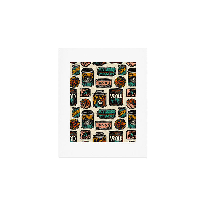 Vagabondâs Cupboard - black and cream with red, gold, teal, and peach Art Print Gallery Image 1