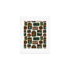Vagabondâs Cupboard - black and cream with red, gold, teal, and peach Art Print Gallery Image 1