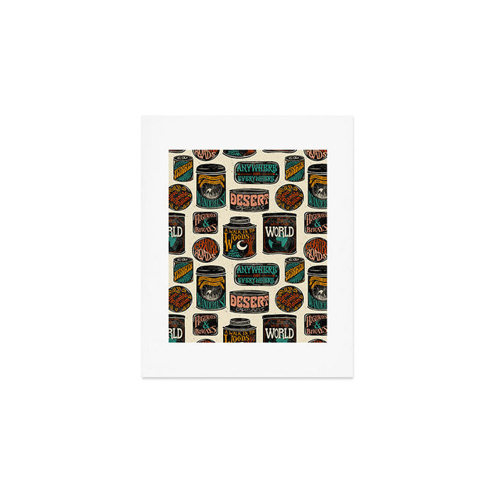 Vagabondâs Cupboard - black and cream with red, gold, teal, and peach Art Print Gallery Image 1